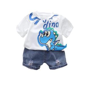Baby Boys Cotton Dino Print T-Shirt with Shorts – 2-Piece Summer Clothing Set