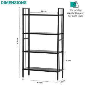 Metal 4-Tier Height Adjustable Bookshelf