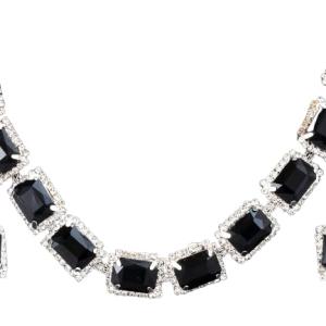 Classic American Diamond Jewellery Set in Silver Finish