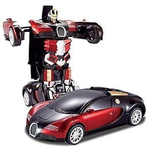 Battery-Operated Automatic Transforming Car and Robot Toy with Lights & Sound