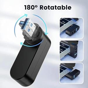 4-Port USB 3.0 Hub with Rotatable 90°/180° Design