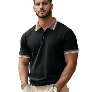 Men’s Pure Cotton Half Sleeve Regular Fit Polo T-Shirt with Colored Collar – Available in Olive, Black & White