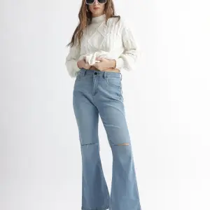 MID RISE BOOTCUT STRETCH JEANS FRITILLARY - BLUE